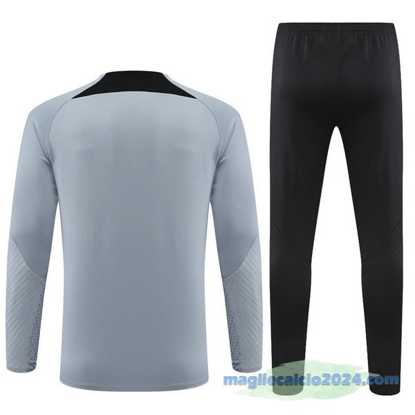 Set Completo Sudadera Formazione Paris Saint Germain 2022 2023 Grigio Nero Poco Prezzo