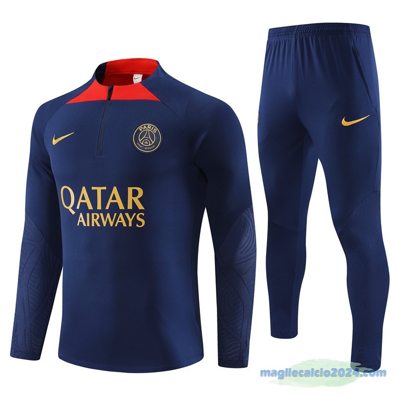 Set Completo Sudadera Formazione Paris Saint Germain 2023 2024 Azul Navy Rosso Poco Prezzo