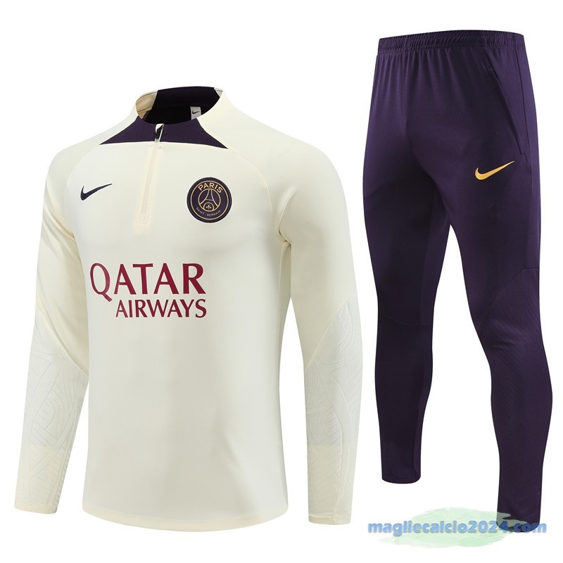 Set Completo Sudadera Formazione Paris Saint Germain 2023 2024 Giallo Purpureo Poco Prezzo