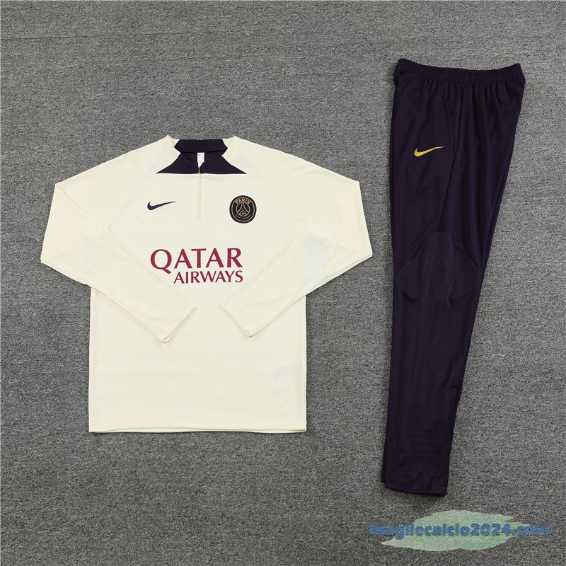 Set Completo Sudadera Formazione Paris Saint Germain 2023 2024 Giallo Purpureo Poco Prezzo