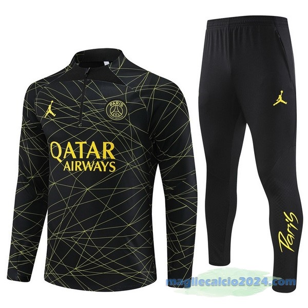 Set Completo Sudadera Formazione Paris Saint Germain 2023 2024 Nero II Giallo Poco Prezzo
