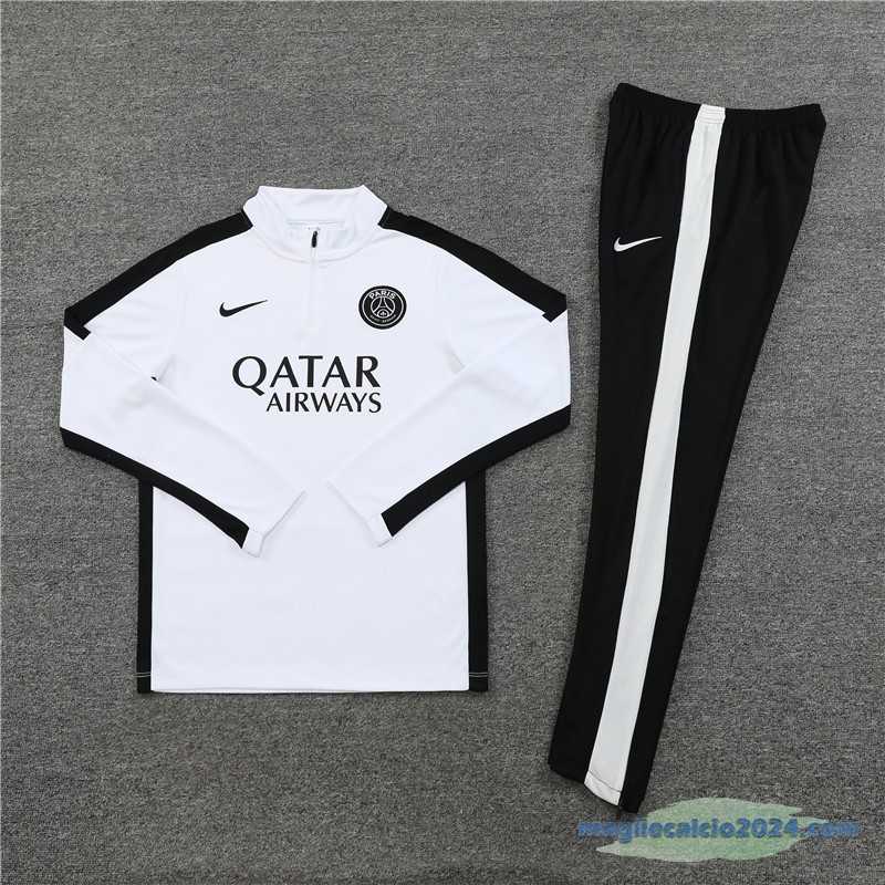 Set Completo Sudadera Formazione Paris Saint Germain Bambino 2023 2024 Bianco Nero Poco Prezzo