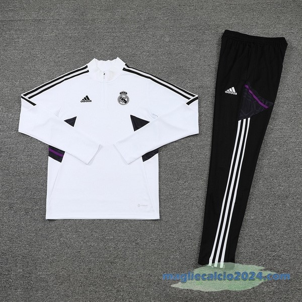 Set Completo Sudadera Formazione Real Madrid 2022 2023 Nero Bianco Poco Prezzo