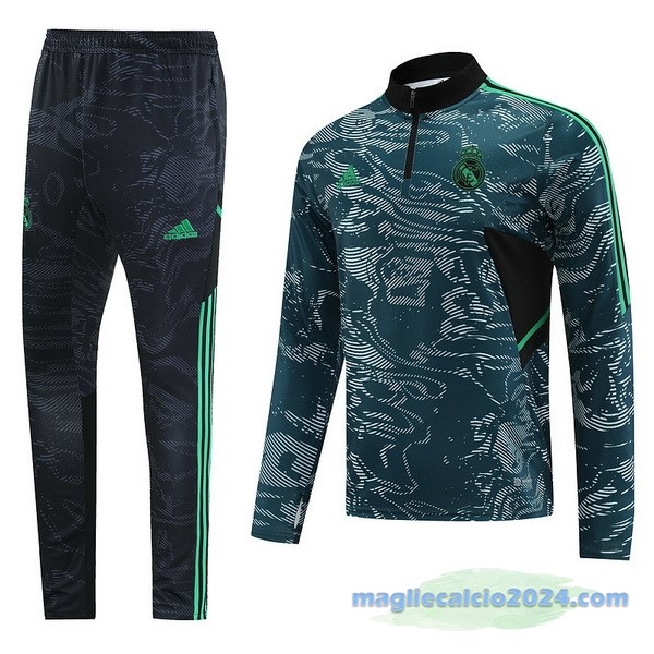 Set Completo Sudadera Formazione Real Madrid 2022 2023 Verde Grigio Poco Prezzo