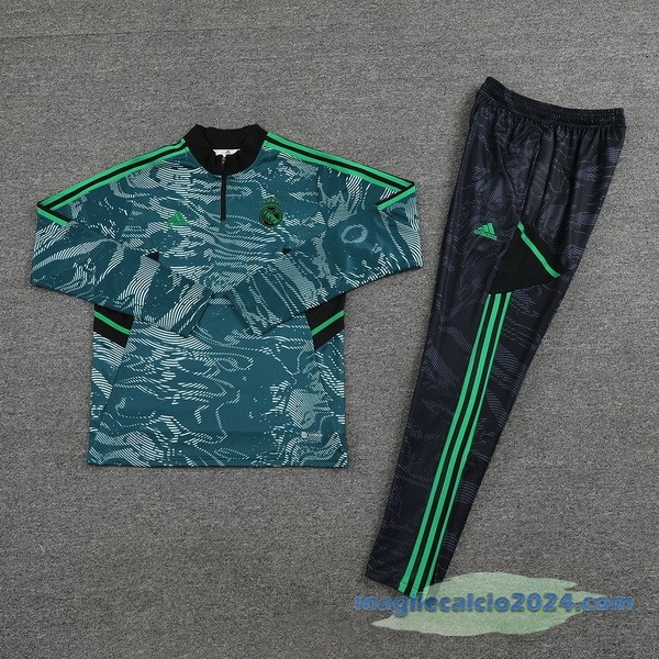 Set Completo Sudadera Formazione Real Madrid 2022 2023 Verde Grigio Poco Prezzo