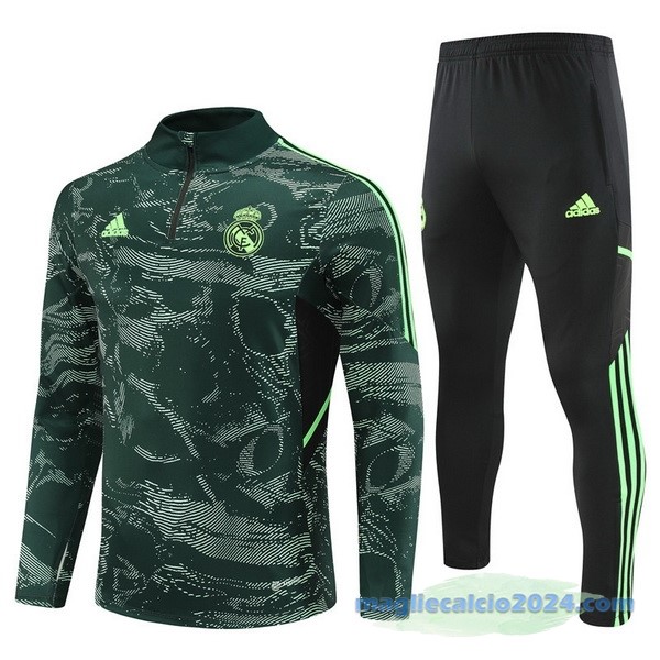 Set Completo Sudadera Formazione Real Madrid 2022 2023 Verde I Nero Poco Prezzo