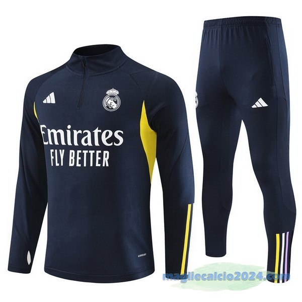 Set Completo Sudadera Formazione Real Madrid 2023 2024 Azul Navy Giallo Poco Prezzo