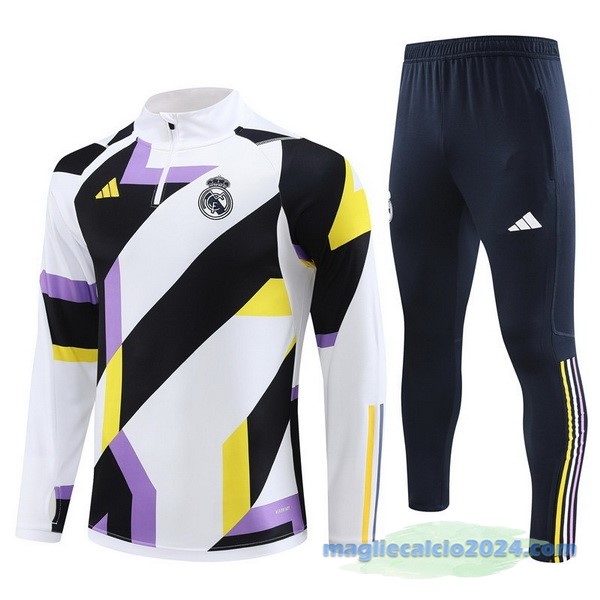 Set Completo Sudadera Formazione Real Madrid 2023 2024 Bianco Purpureo Azul Poco Prezzo