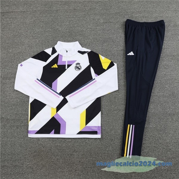 Set Completo Sudadera Formazione Real Madrid 2023 2024 Bianco Purpureo Azul Poco Prezzo