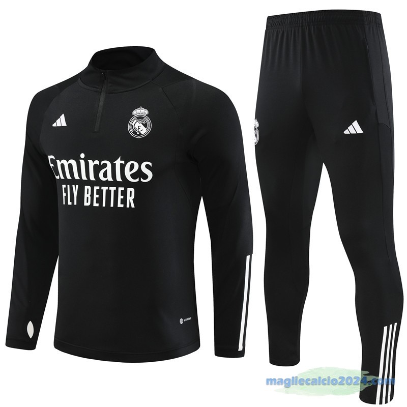 Set Completo Sudadera Formazione Real Madrid 2023 2024 Nero Poco Prezzo