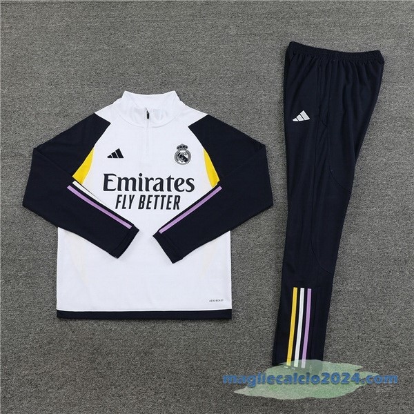 Set Completo Sudadera Formazione Real Madrid Bambino 2023 2024 Bianco Azul Poco Prezzo