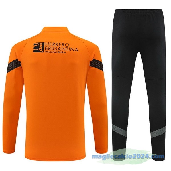 Set Completo Sudadera Formazione Valencia 2022 2023 Arancione Nero Poco Prezzo