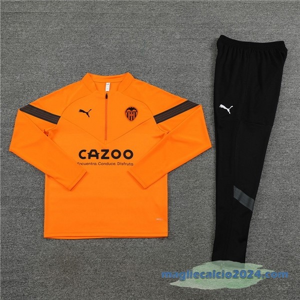 Set Completo Sudadera Formazione Valencia 2022 2023 Arancione Nero Poco Prezzo