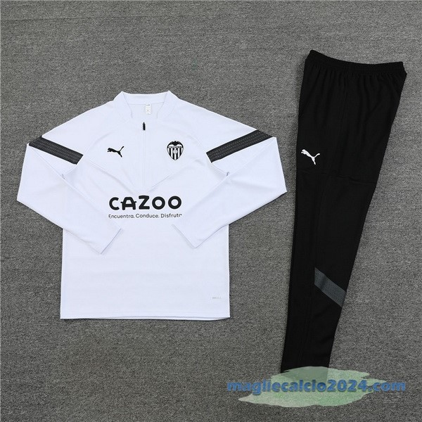 Set Completo Sudadera Formazione Valencia 2022 2023 Bianco Nero Poco Prezzo
