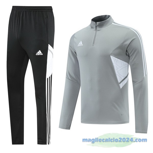 Set Completo Sudadera Formazione adidas 2022 2023 Grigio Nero Poco Prezzo