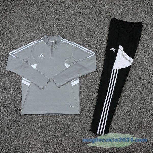 Set Completo Sudadera Formazione adidas 2022 2023 Grigio Nero Poco Prezzo