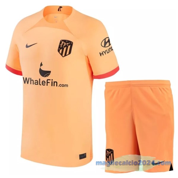 Terza Conjunto De Bambino Atlético Madrid 2022 2023 Arancione Poco Prezzo
