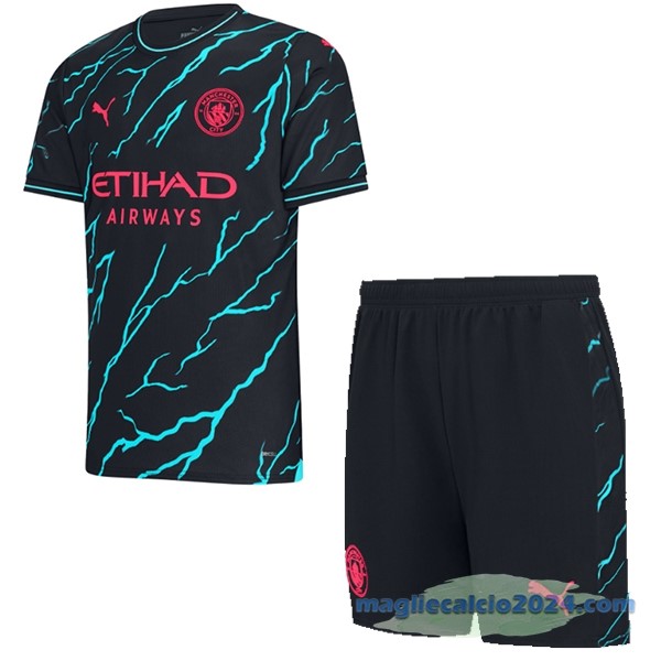 Terza Conjunto De Bambino Manchester City 2023 2024 Nero Poco Prezzo