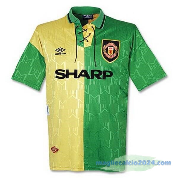 Terza Maglia Manchester United Retro 1992 1993 Verde Giallo Poco Prezzo