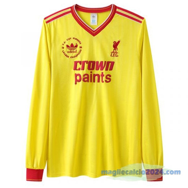 Terza Manica lunga Liverpool Retro 1985 1986 Giallo Poco Prezzo