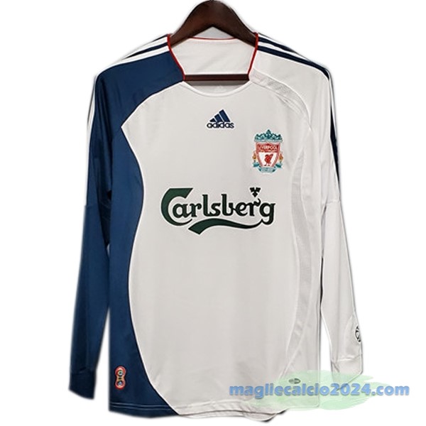 Terza Manica lunga Liverpool Retro 2006 2007 Bianco Poco Prezzo