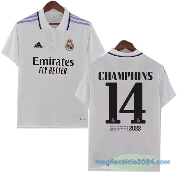 Thailandia NO.14 Champions Prima Maglia Real Madrid 2022 2023 Bianco Poco Prezzo