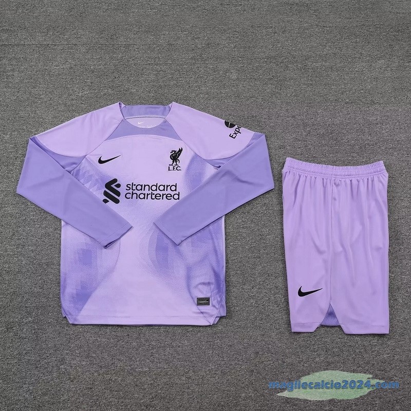 Thailandia Portiere Manica lunga Conjunto De Uomo Liverpool 2022 2023 Purpureo Poco Prezzo