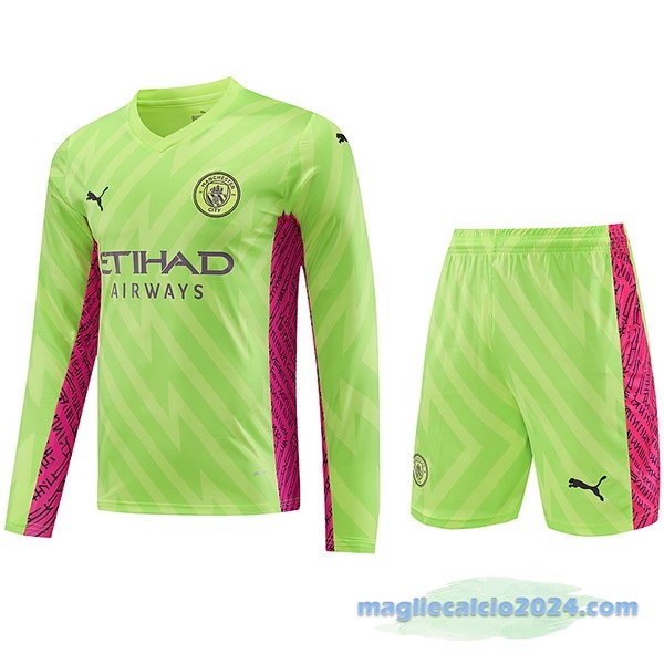 Thailandia Portiere Manica lunga Conjunto De Uomo Manchester City 2023 2024 I Verde Poco Prezzo