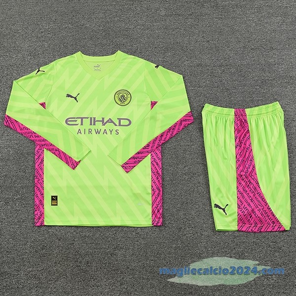 Thailandia Portiere Manica lunga Conjunto De Uomo Manchester City 2023 2024 I Verde Poco Prezzo