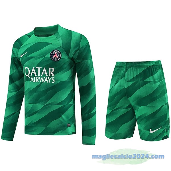 Thailandia Portiere Manica lunga Conjunto De Uomo Paris Saint Germain 2023 2024 Verde Poco Prezzo