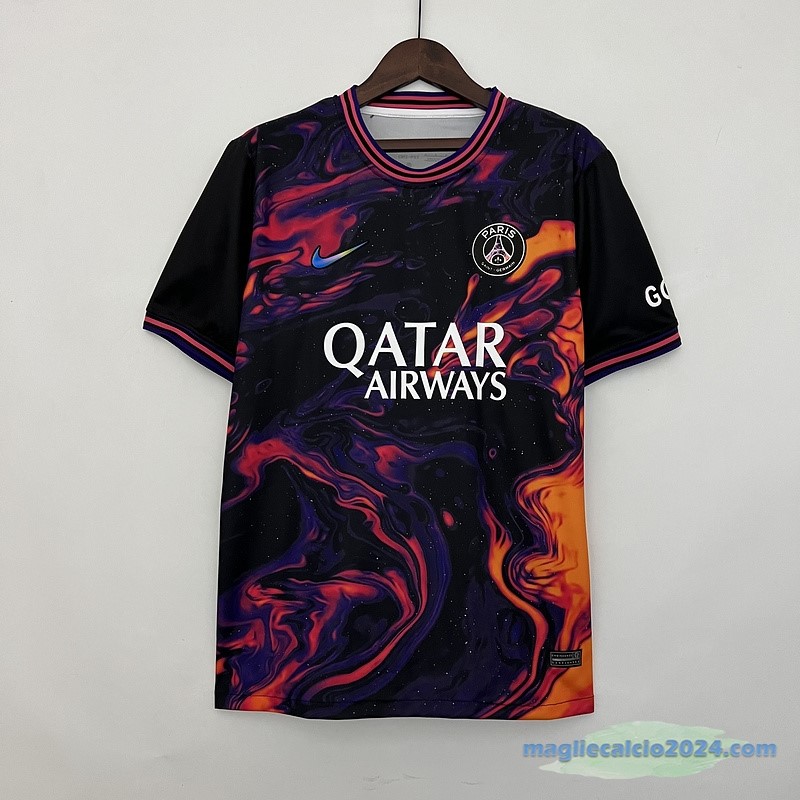 Thailandia Pre partita Maglia Paris Saint Germain 2023 2024 Purpureo Nero Poco Prezzo