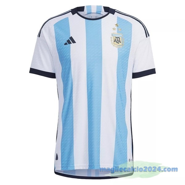 Thailandia Prima Giocatori Maglia Argentina 3 Stars 2022 Azul Bianco Poco Prezzo