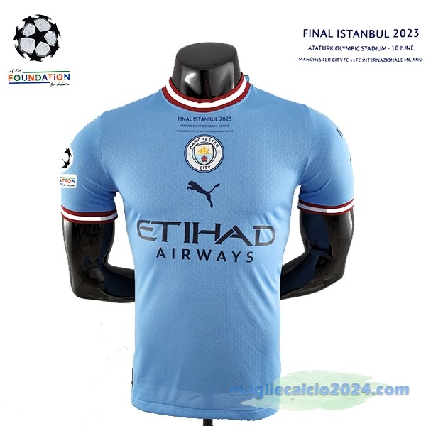 Thailandia Prima Giocatori Maglia Champions League Finales Manchester City 2022 2023 Azul Poco Prezzo