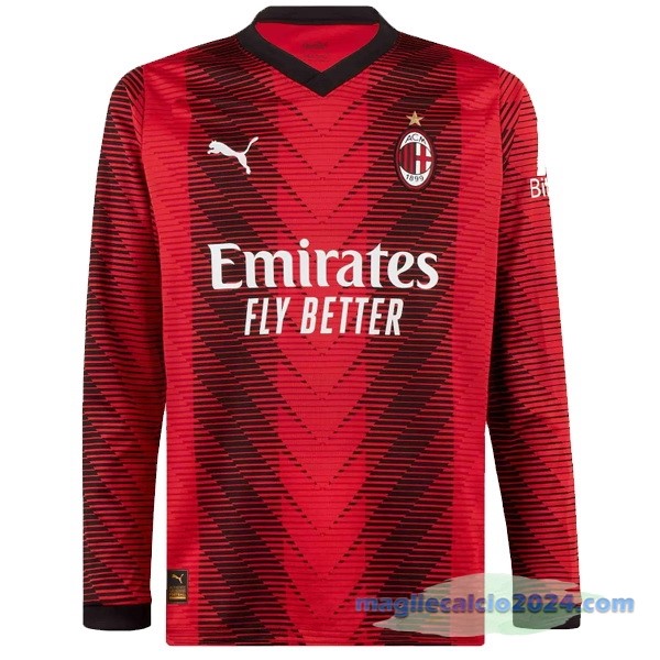 Thailandia Prima Maglia Manica lunga AC Milan 2023 2024 Rosso Poco Prezzo