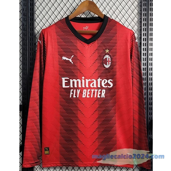 Thailandia Prima Maglia Manica lunga AC Milan 2023 2024 Rosso Poco Prezzo
