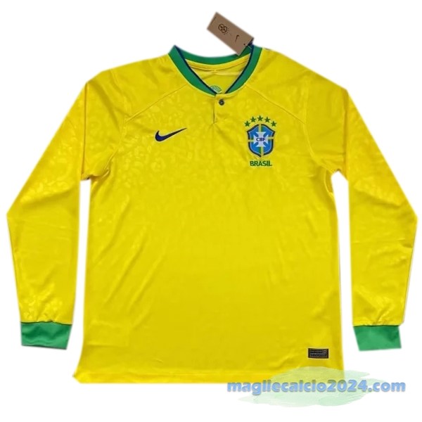 Thailandia Prima Maglia Manica lunga Brasile 2022 Giallo Poco Prezzo