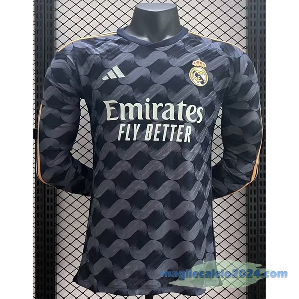 Thailandia Seconda Giocatori Manica lunga Real Madrid 2023 2024 Grigio Poco Prezzo
