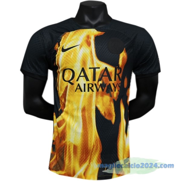 Thailandia Speciale Giocatori Maglia Paris Saint Germain 2023 2024 Nero Giallo Poco Prezzo