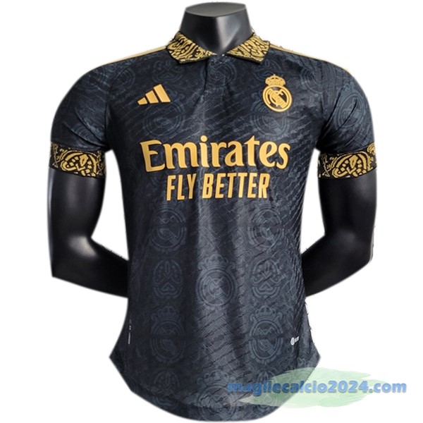 Thailandia Speciale Giocatori Maglia Real Madrid 2023 2024 Nero Giallo Poco Prezzo