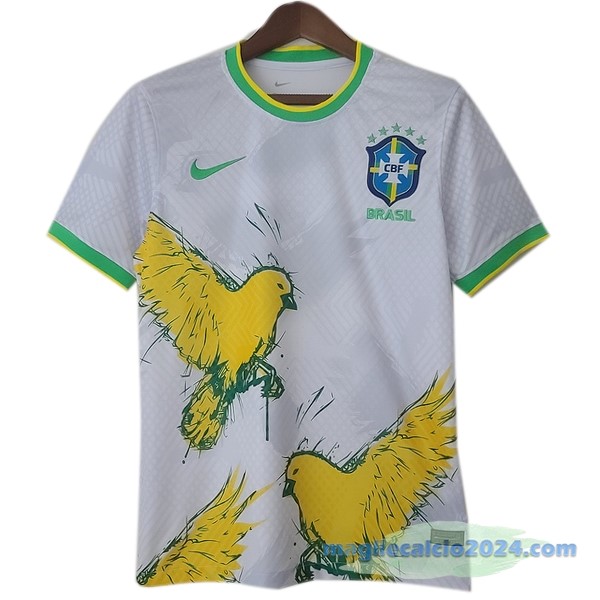 Thailandia Speciale Maglia Brasile 2022 Bianco Giallo Poco Prezzo