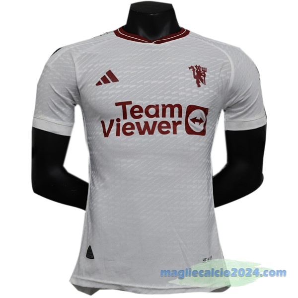 Thailandia Terza Giocatori Maglia Manchester United 2023 2024 Bianco Poco Prezzo