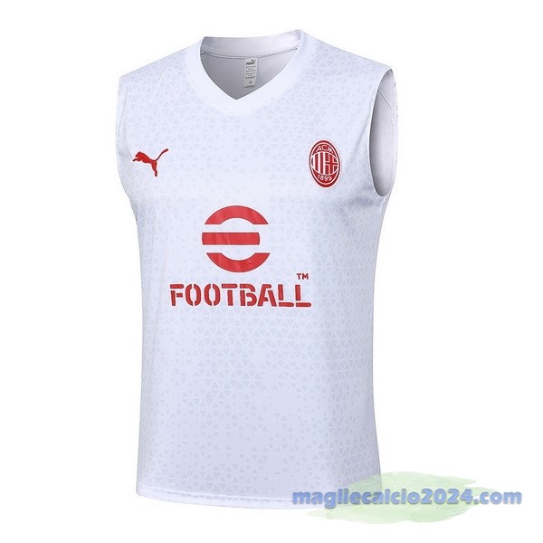 Entrenamiento Senza Maniche AC Milan 2023 2024 Bianco Rosso Poco Prezzo