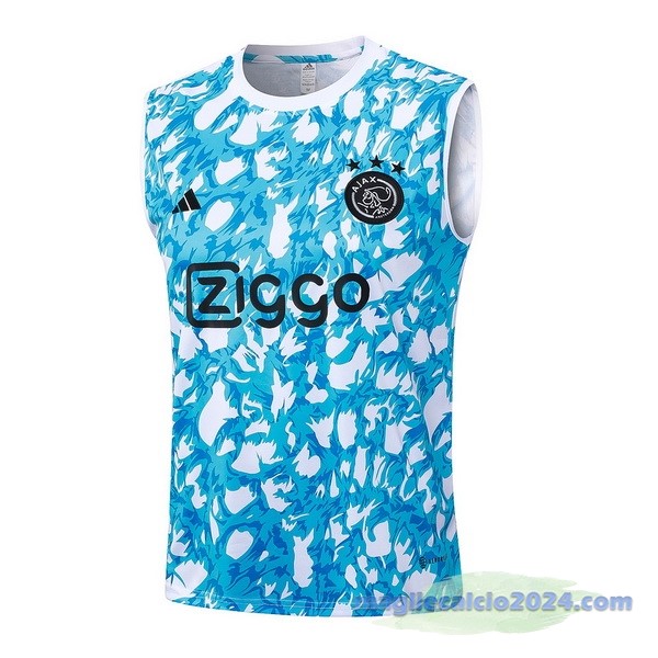 Entrenamiento Senza Maniche Ajax 2023 2024 Blu Bianco Poco Prezzo