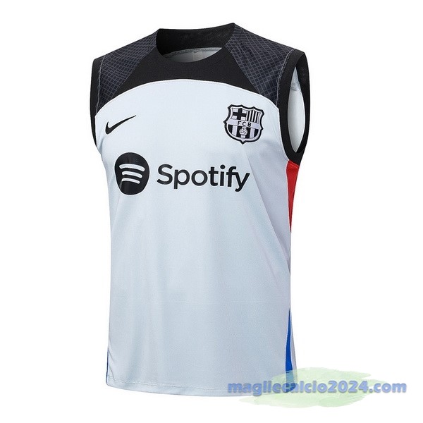 Entrenamiento Senza Maniche Barcelona 2023 2024 Grigio Luce Rosso Poco Prezzo