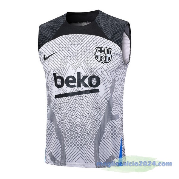 Entrenamiento Senza Maniche Barcelona 2023 2024 Grigio Nero Poco Prezzo