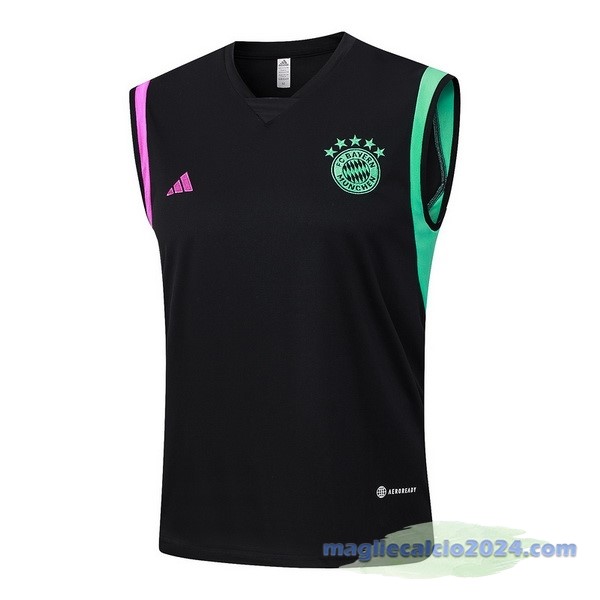 Entrenamiento Senza Maniche Bayern Múnich 2023 2024 Nero Purpureo Verde Poco Prezzo