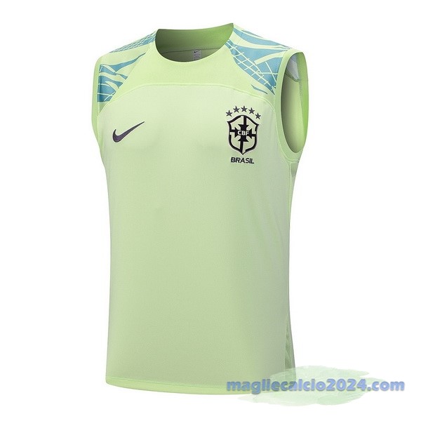 Entrenamiento Senza Maniche Brasile 2023 Verde Poco Prezzo