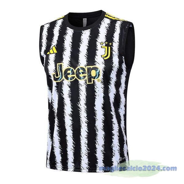 Entrenamiento Senza Maniche Juventus 2023 2024 Bianco Nero Giallo Poco Prezzo