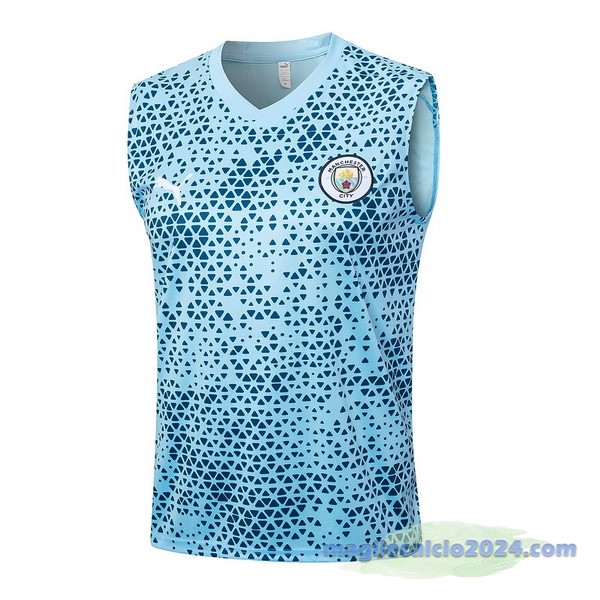 Entrenamiento Senza Maniche Manchester City 2023 2024 Blu Poco Prezzo