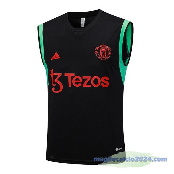Entrenamiento Senza Maniche Manchester United 2023 2024 Nero Verde Rosso Poco Prezzo